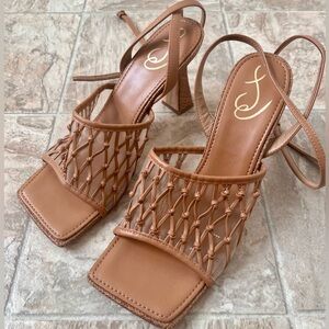 Sam Edelman Tan Woven Heels